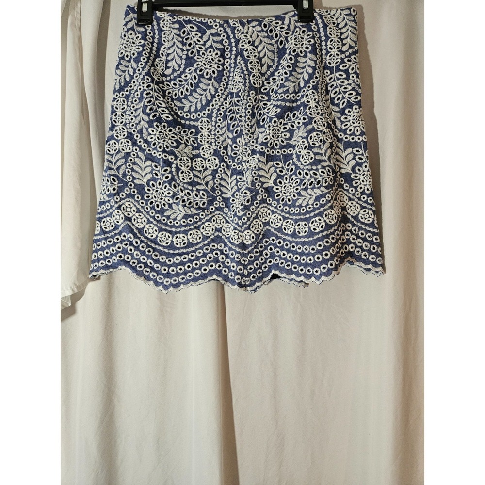 LOFT Floral Eyelet Embroidered Short Skirt Women's Scallop Hem Ann Taylor Sz 12P